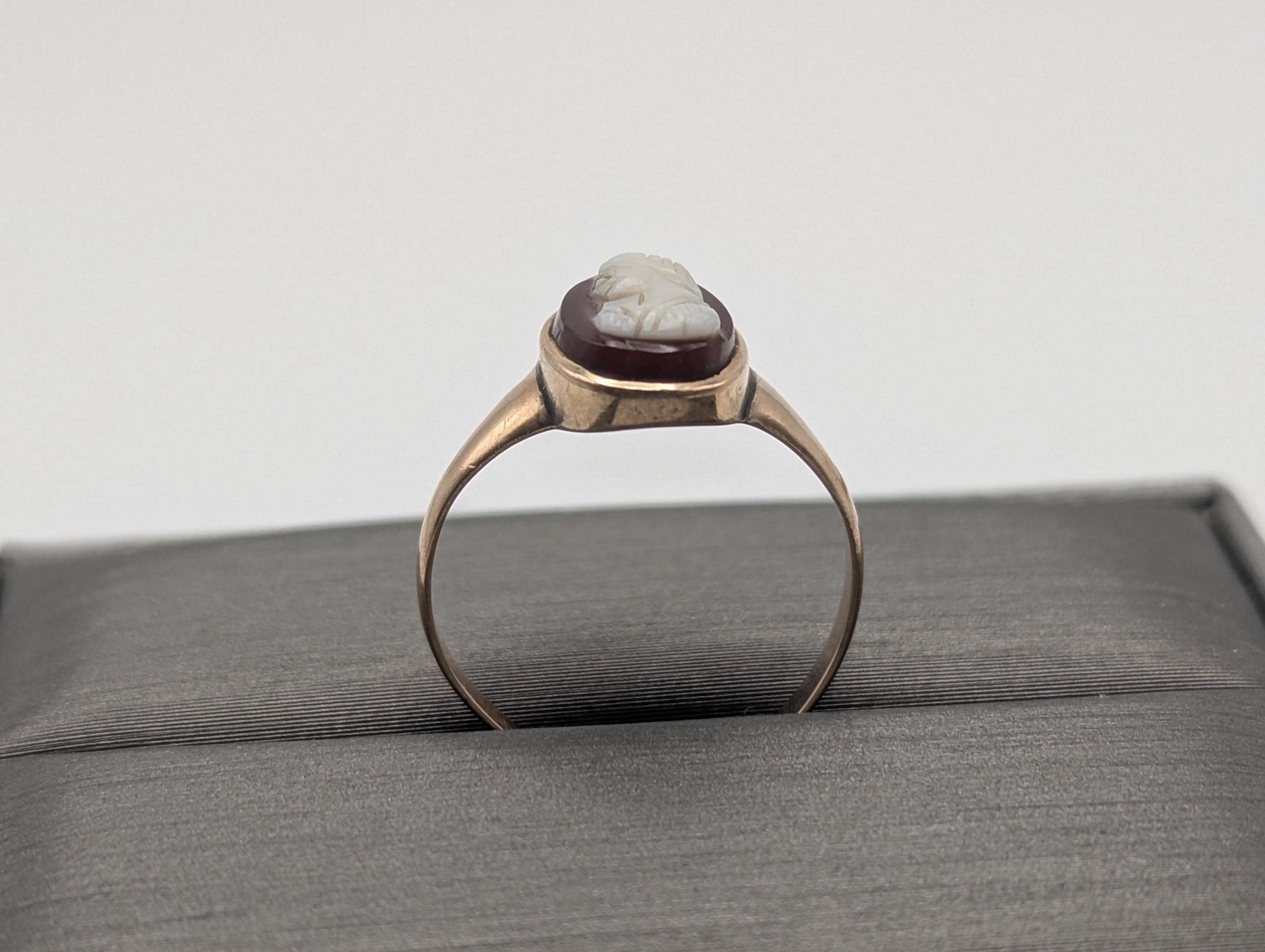 Antique 10k Gold Carnelian Cameo Ring Victorian Ring Cameo Statement Pinky Ring