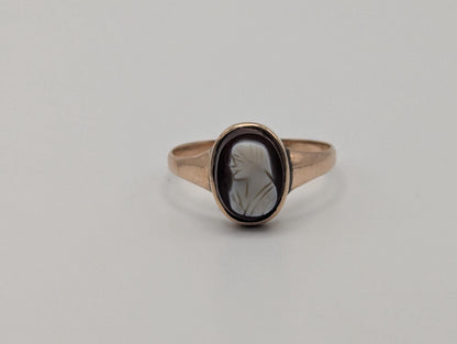 Antique 10k Gold Carnelian Cameo Ring Victorian Ring Cameo Statement Pinky Ring