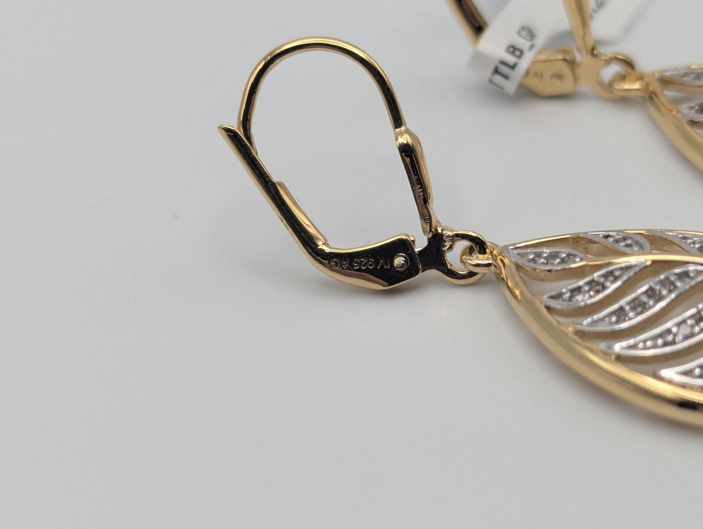 18K GF Sterling Silver Diamond Earrings Drop Earrings Tear-Shaped Dangle Earrings