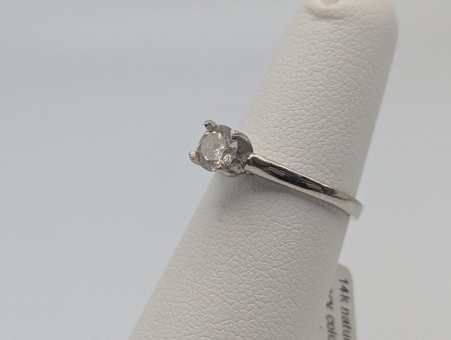 14k White Gold APPRAISED 0.5 ct Diamond Solitare Engagement Wedding Promise Ring