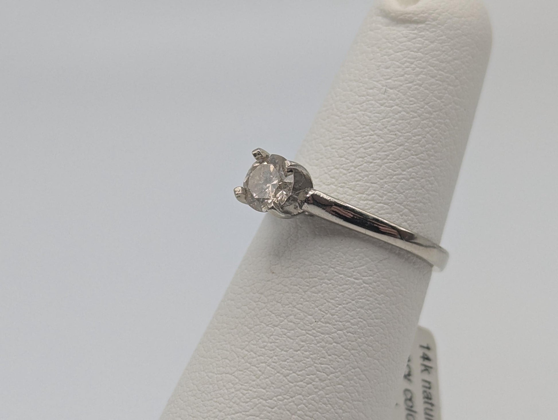 14k White Gold APPRAISED 0.5 ct Diamond Solitare Engagement Wedding Promise Ring