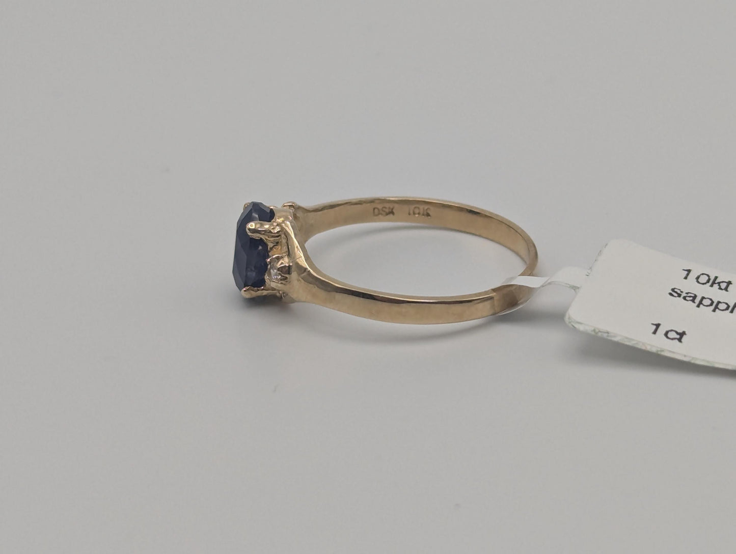 10k Yellow Gold Appraised Natural 1ct Sapphire Diamond Promise Wedding Ring Band