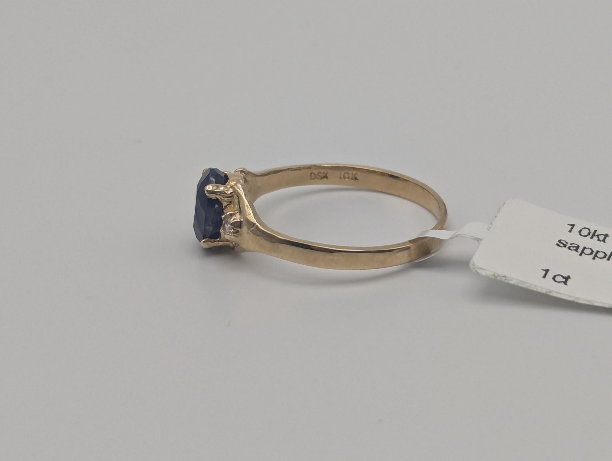 10k Yellow Gold Appraised Natural 1ct Sapphire Diamond Promise Wedding Ring Band