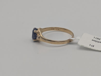 10k Yellow Gold Appraised Natural 1ct Sapphire Diamond Promise Wedding Ring Band