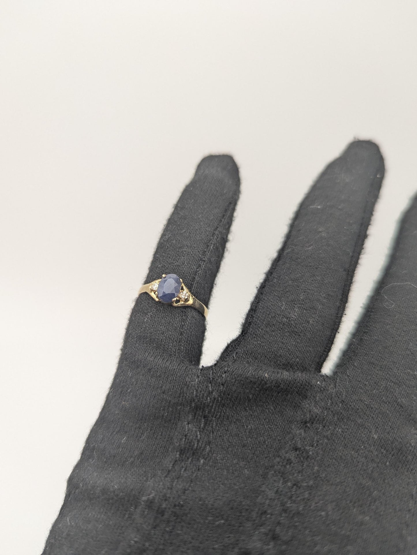 10k Yellow Gold Appraised Natural 1ct Sapphire Diamond Promise Wedding Ring Band