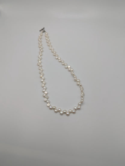 Vintage Flat White Pearl Necklace Pearl Choker.