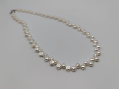 Vintage Flat White Pearl Necklace Pearl Choker.