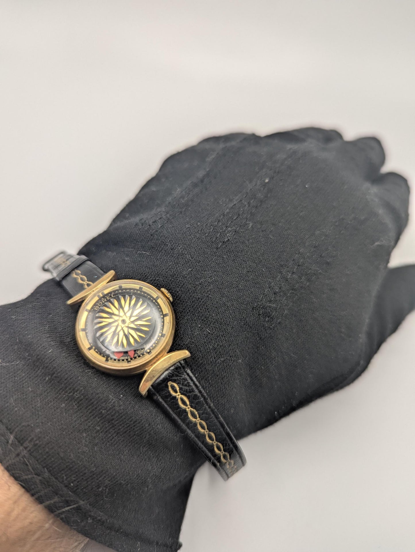 Vintage ERNEST BOREL Ladies Cocktail Watch Kaleidoscope Dial 25m Swiss Wristwatch 7.5"