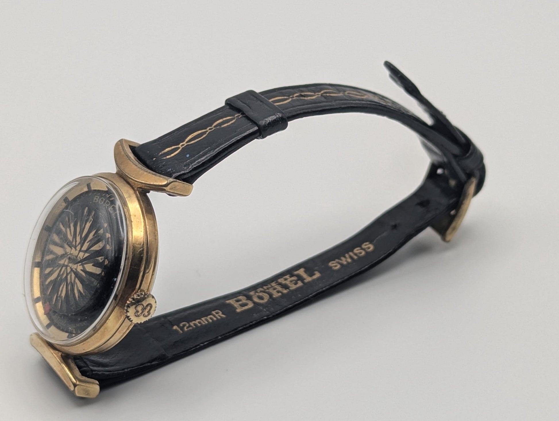 Vintage ERNEST BOREL Ladies Cocktail Watch Kaleidoscope Dial 25m Swiss Wristwatch 7.5"