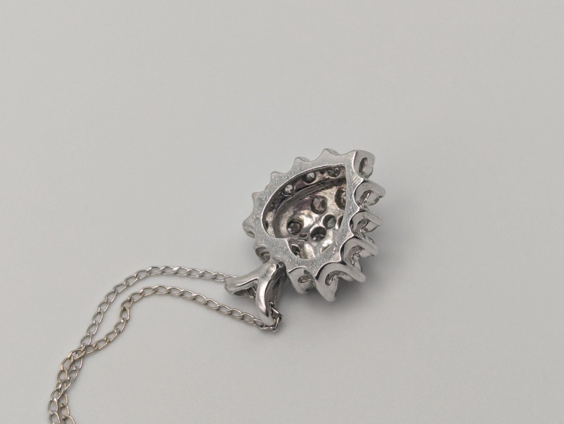 14K White Gold 1.1 ctw Diamond Love Heart w/Gold Chain Diamond Heart Pendant