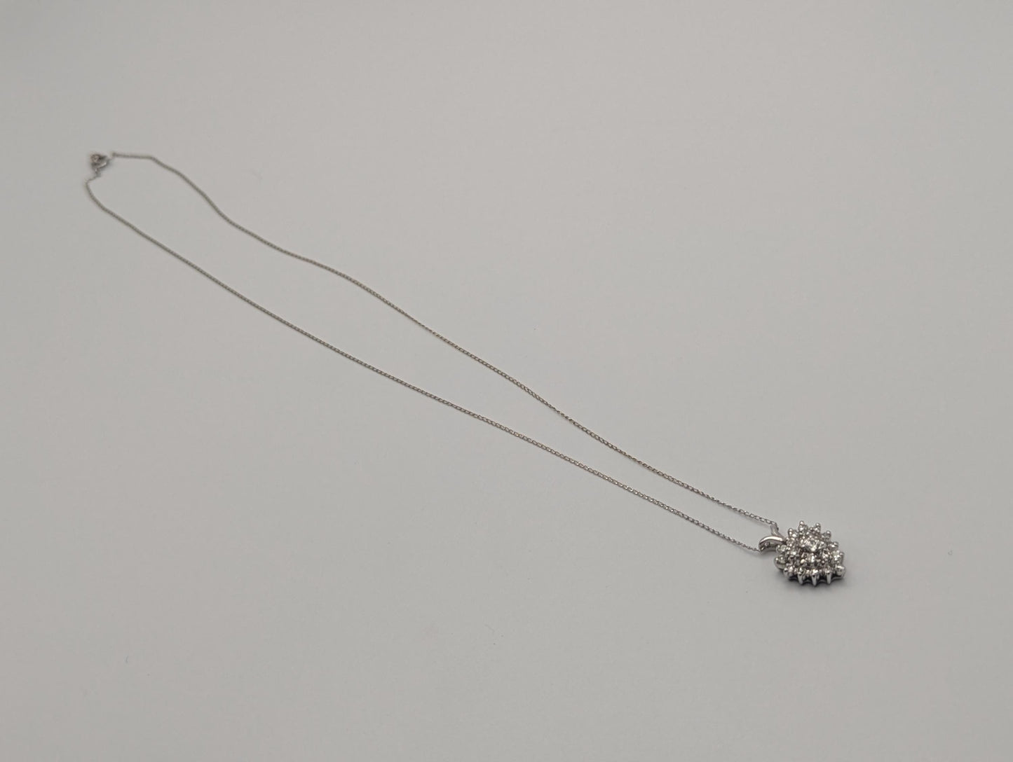 14K White Gold 1.1 ctw Diamond Love Heart w/Gold Chain Diamond Heart Pendant