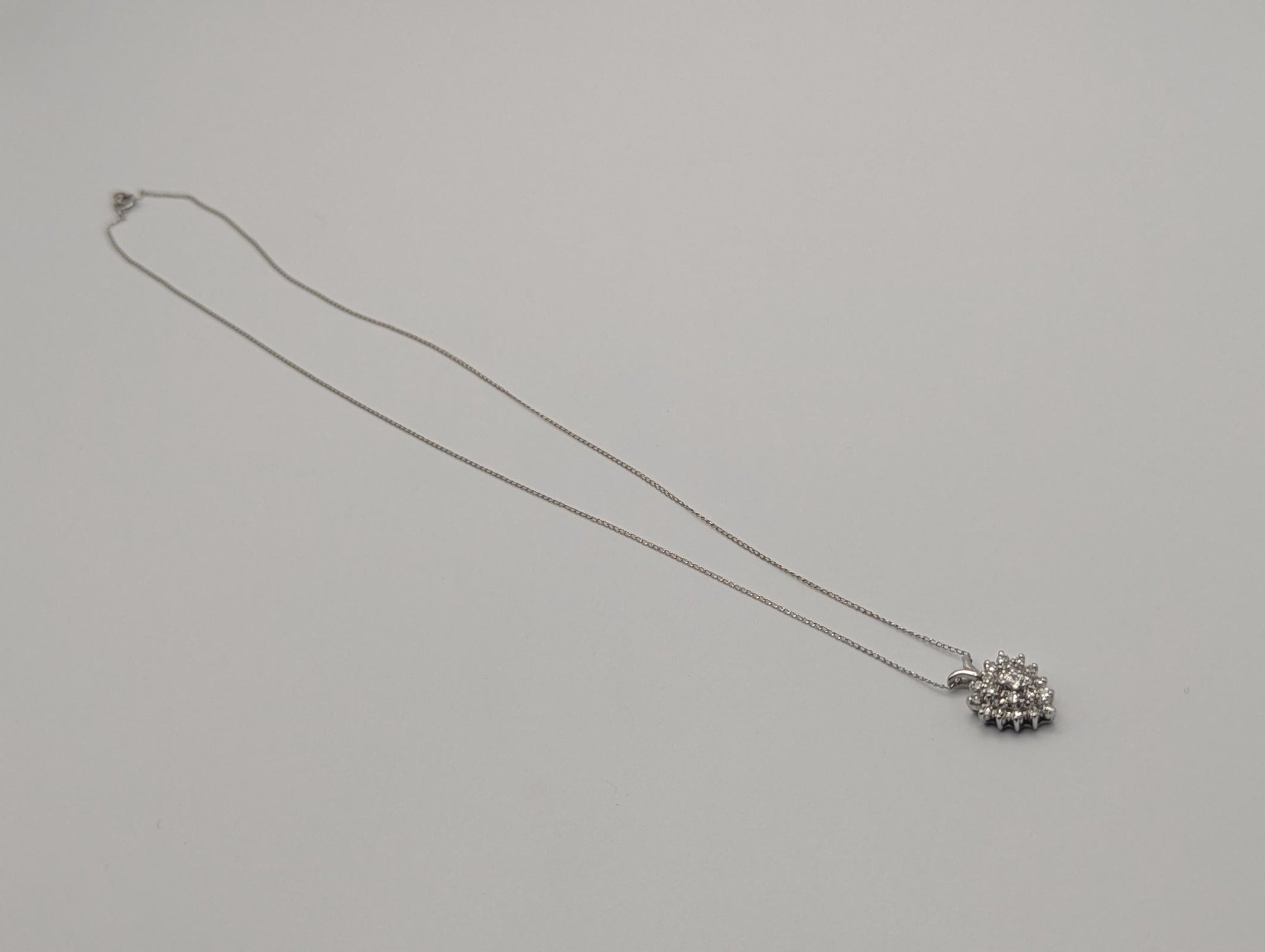 14K White Gold 1.1 ctw Diamond Love Heart w/Gold Chain Diamond Heart Pendant