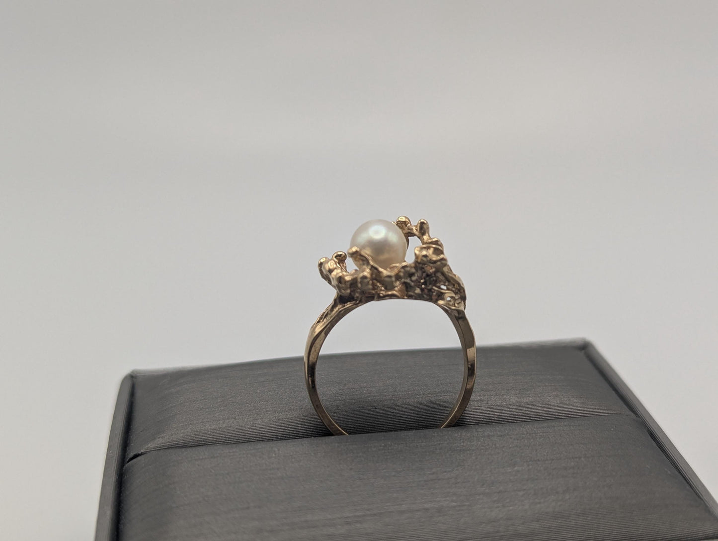 14k Yellow Gold Vintage Pearl Nugget Cluster Ring Cocktail Statement Vintage Ring.
