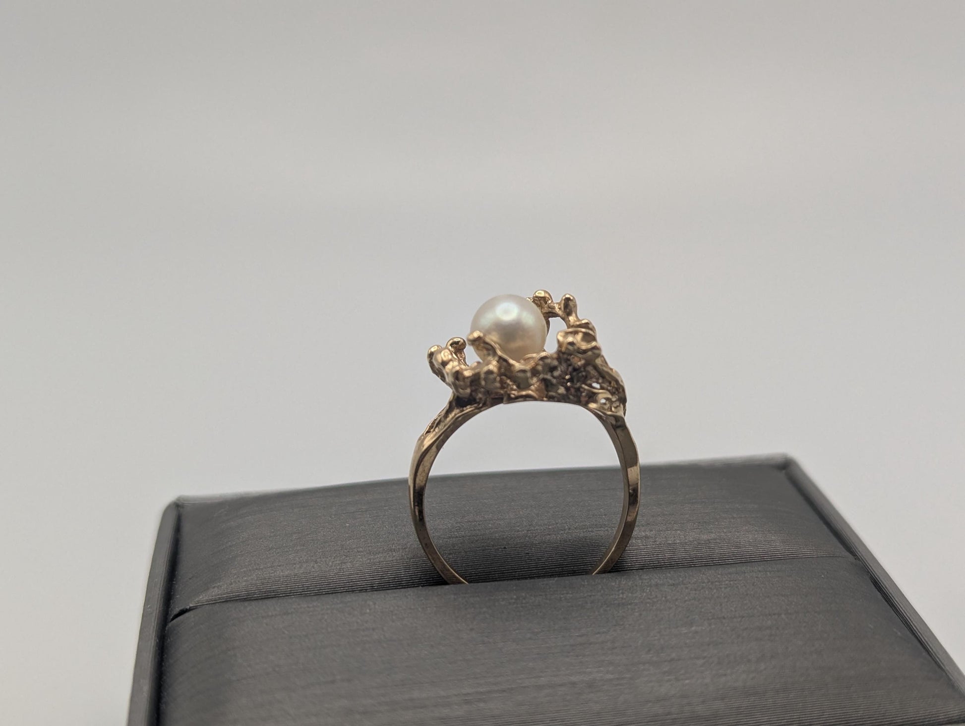 14k Yellow Gold Vintage Pearl Nugget Cluster Ring Cocktail Statement Vintage Ring.