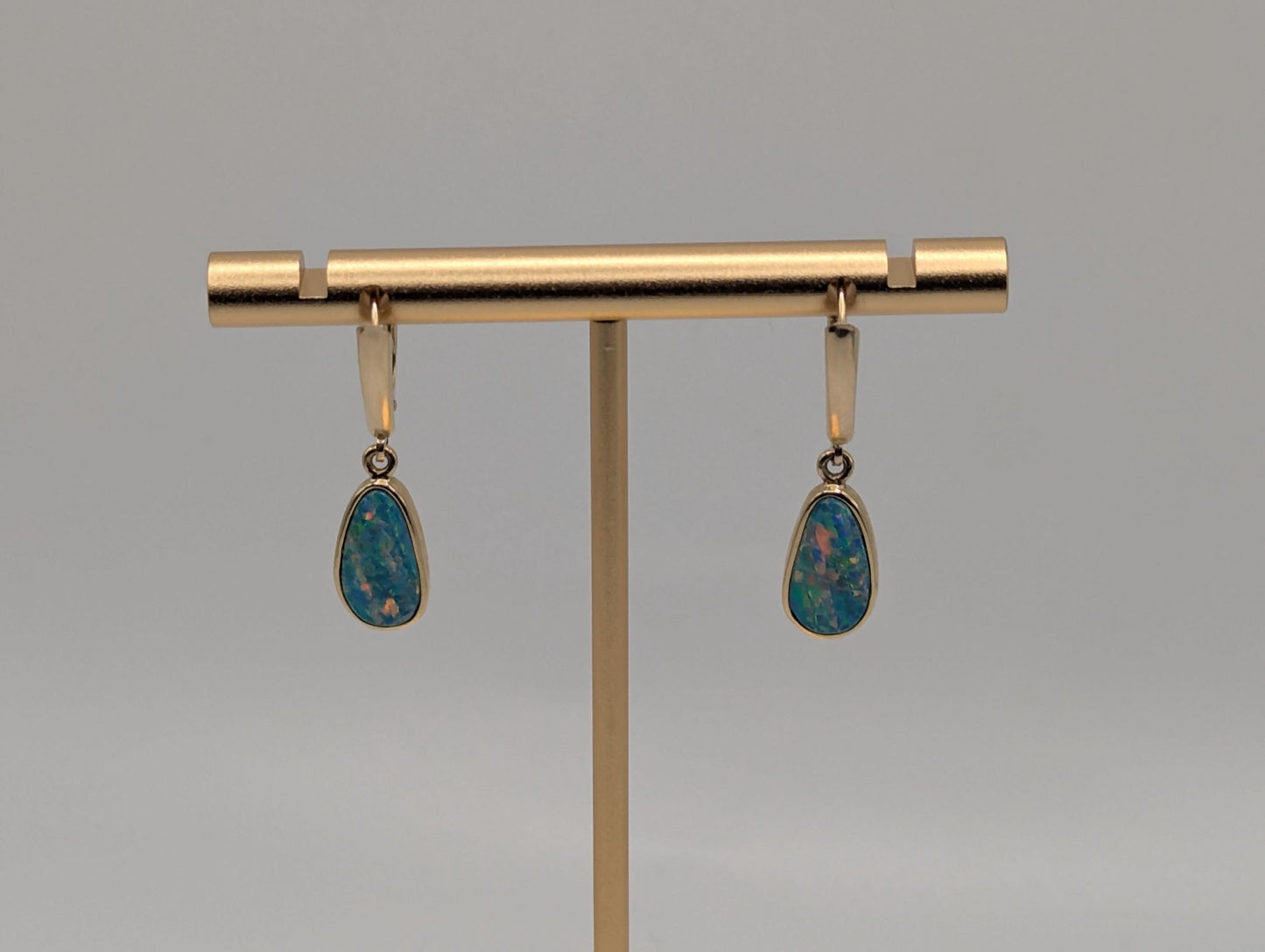 14K Yellow Gold Opal Drop Dangle Earrings Opal Earrings Earrings