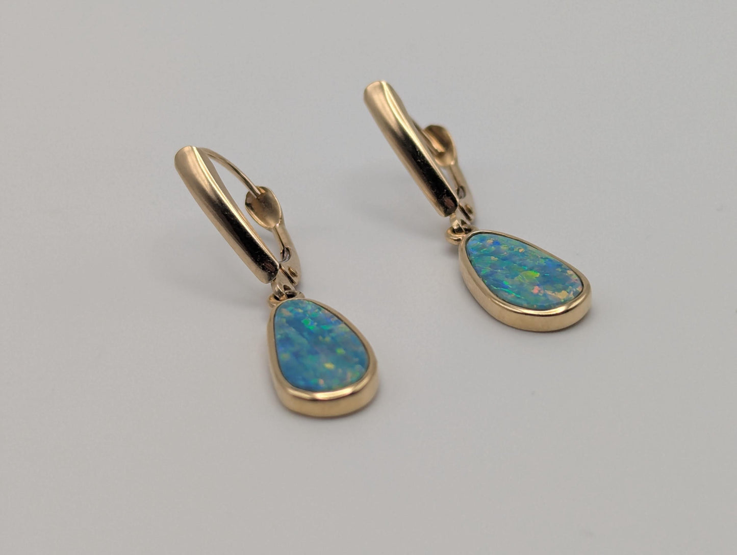 14K Yellow Gold Opal Drop Dangle Earrings Opal Earrings Earrings