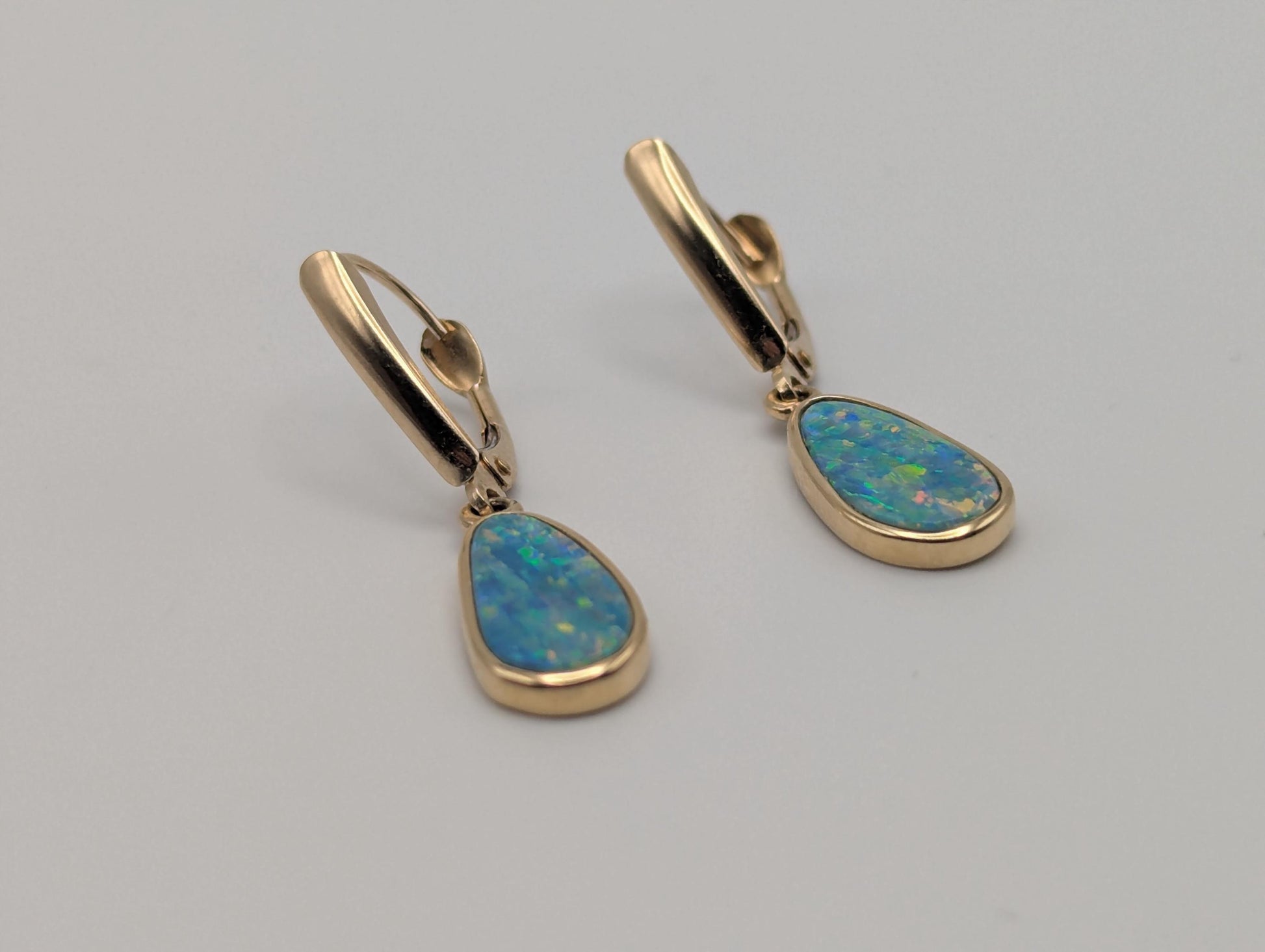 14K Yellow Gold Opal Drop Dangle Earrings Opal Earrings Earrings