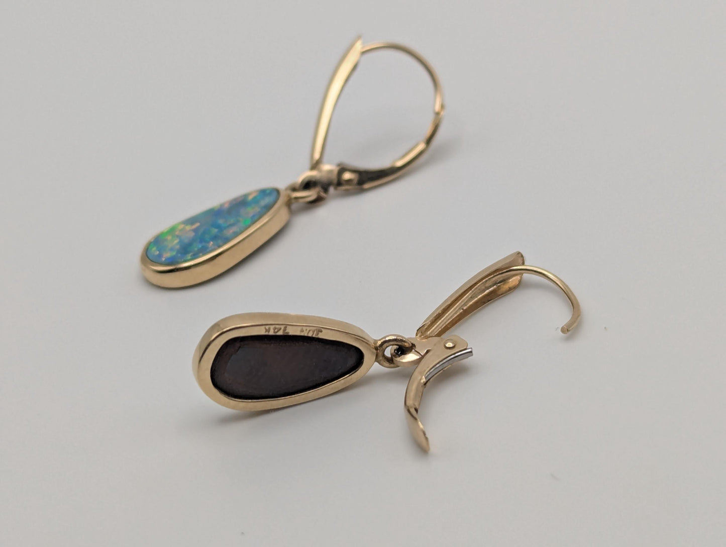 14K Yellow Gold Opal Drop Dangle Earrings Opal Earrings Earrings