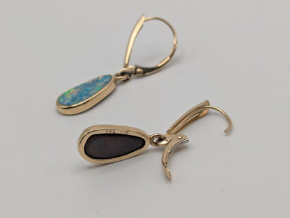 14K Yellow Gold Opal Drop Dangle Earrings Opal Earrings Earrings