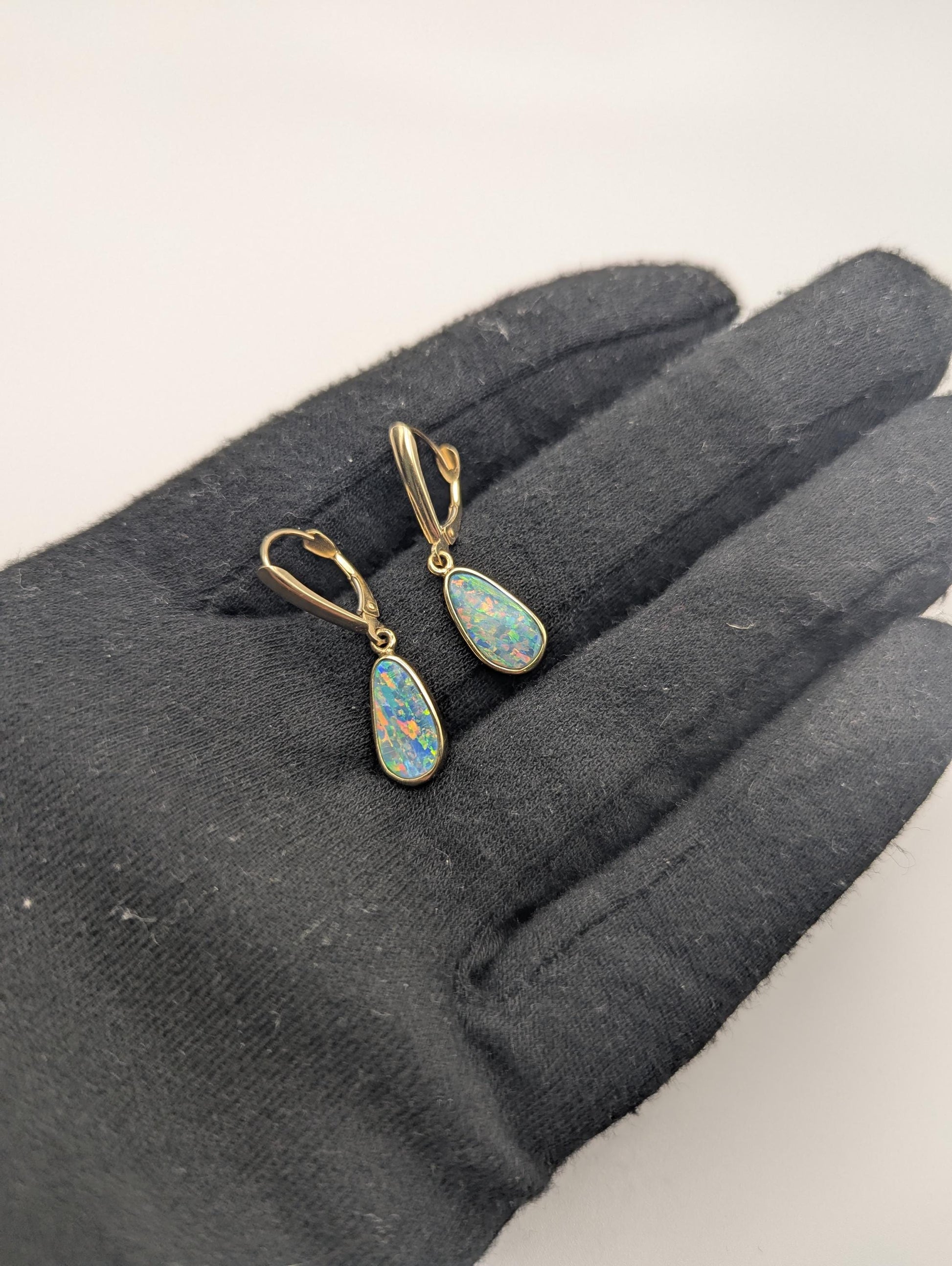 14K Yellow Gold Opal Drop Dangle Earrings Opal Earrings Earrings