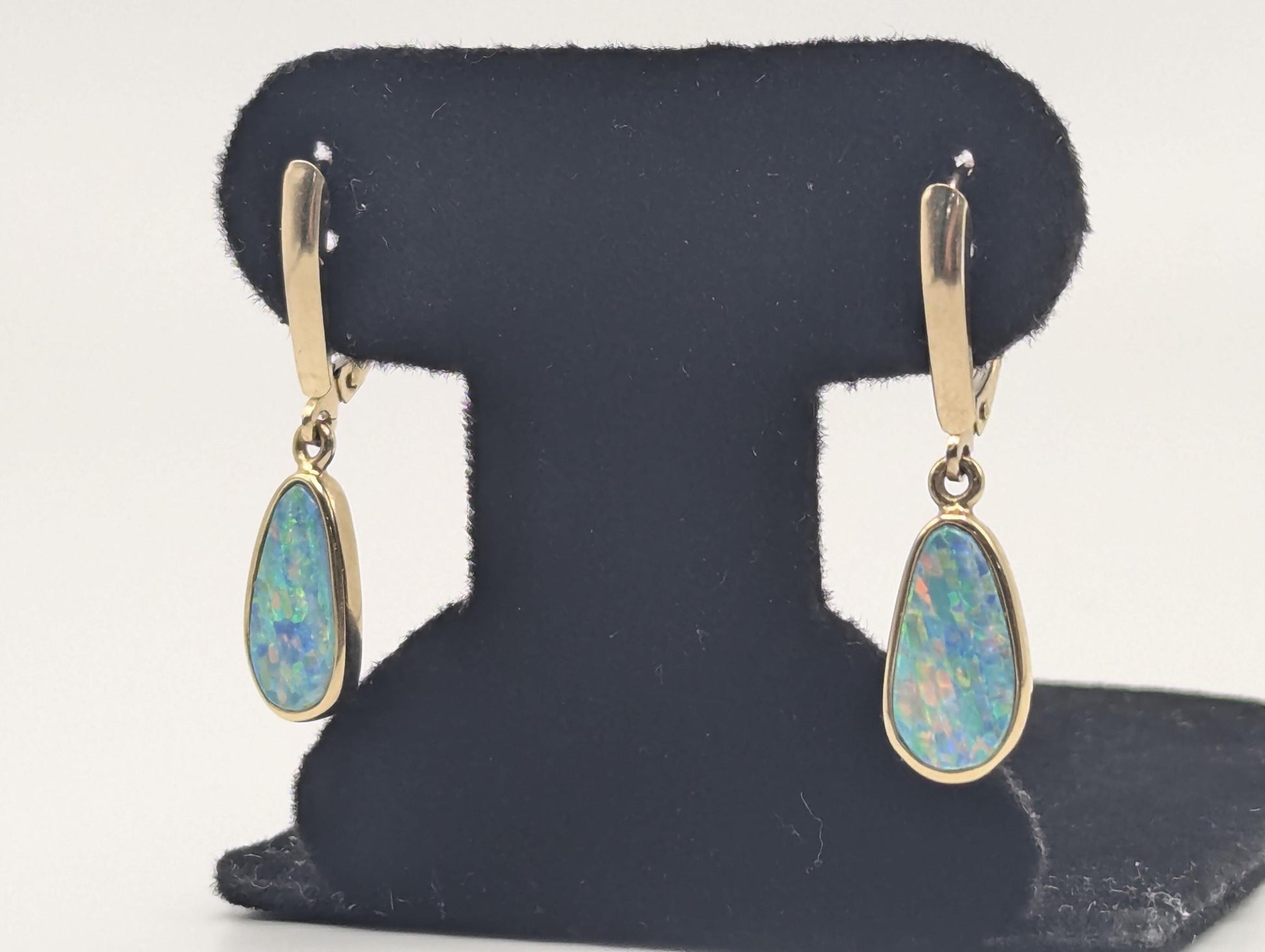 14K Yellow Gold Opal Drop Dangle Earrings Opal Earrings Earrings
