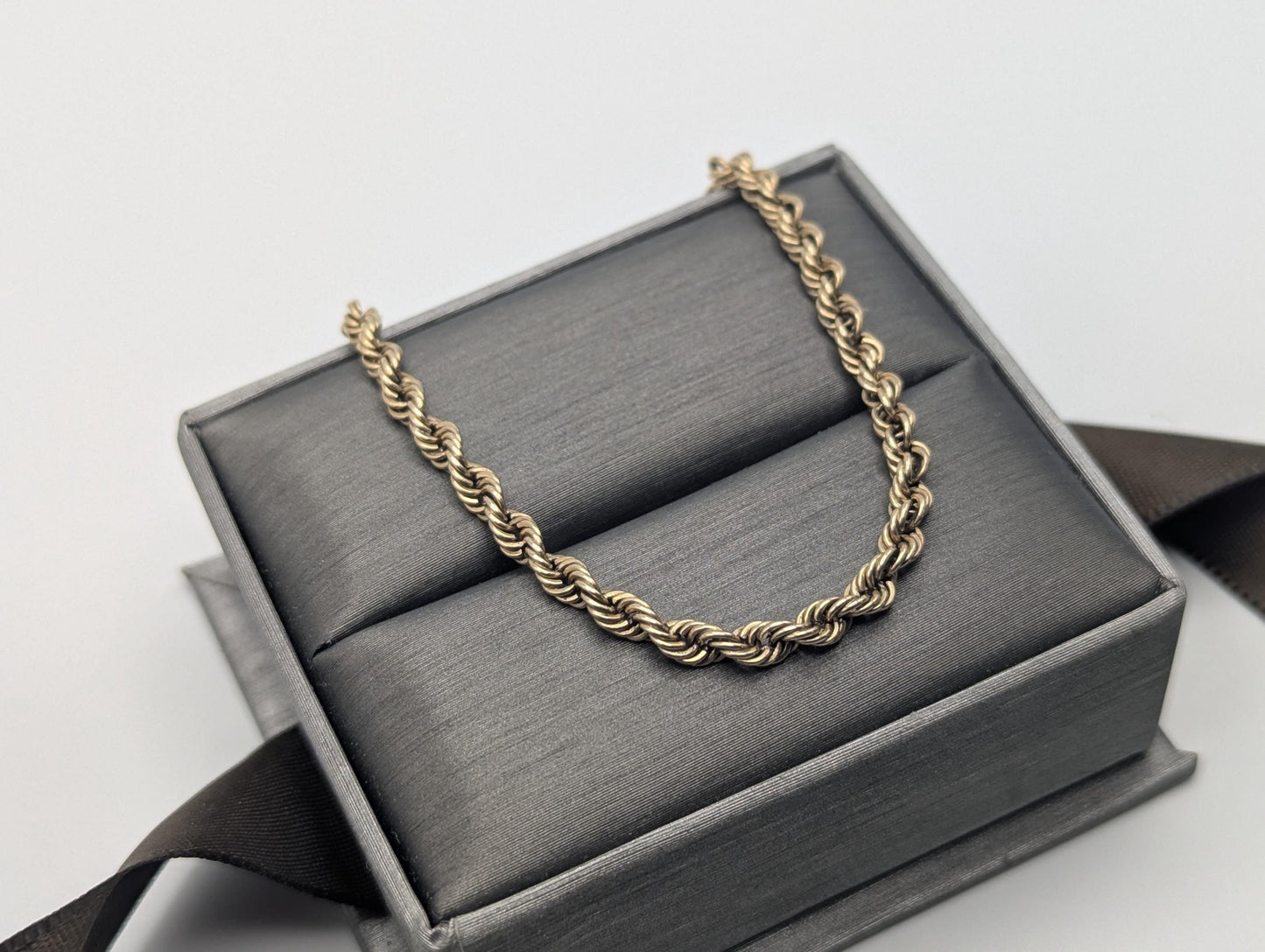 Italy 14k Yellow Gold 3.2 mm Twisted Rope 7.5" Bracelet Chain Classic Gold Rope Chain