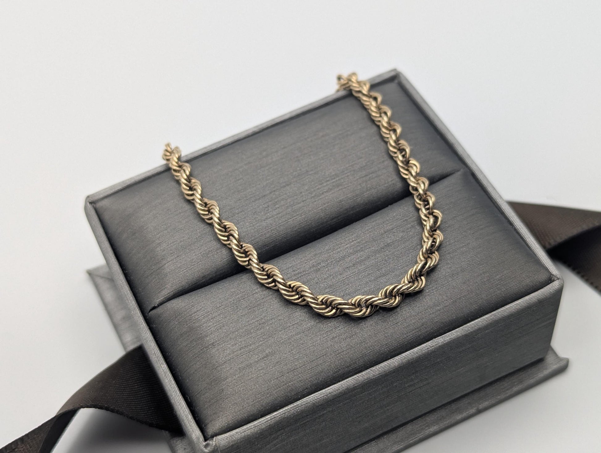 Italy 14k Yellow Gold 3.2 mm Twisted Rope 7.5" Bracelet Chain Classic Gold Rope Chain