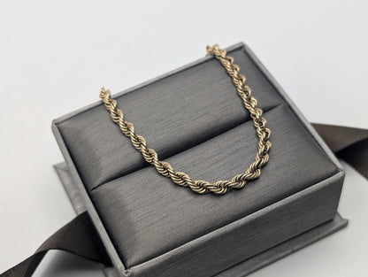 Italy 14k Yellow Gold 3.2 mm Twisted Rope 7.5" Bracelet Chain Classic Gold Rope Chain