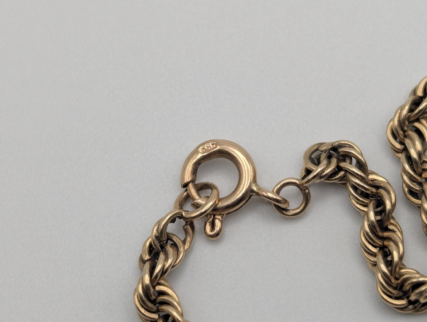 Italy 14k Yellow Gold 3.2 mm Twisted Rope 7.5" Bracelet Chain Classic Gold Rope Chain