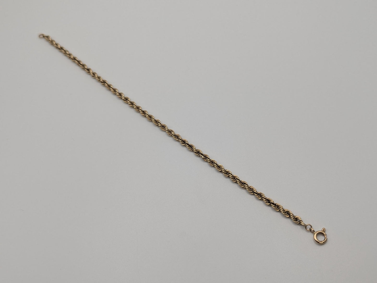 Italy 14k Yellow Gold 3.2 mm Twisted Rope 7.5" Bracelet Chain Classic Gold Rope Chain