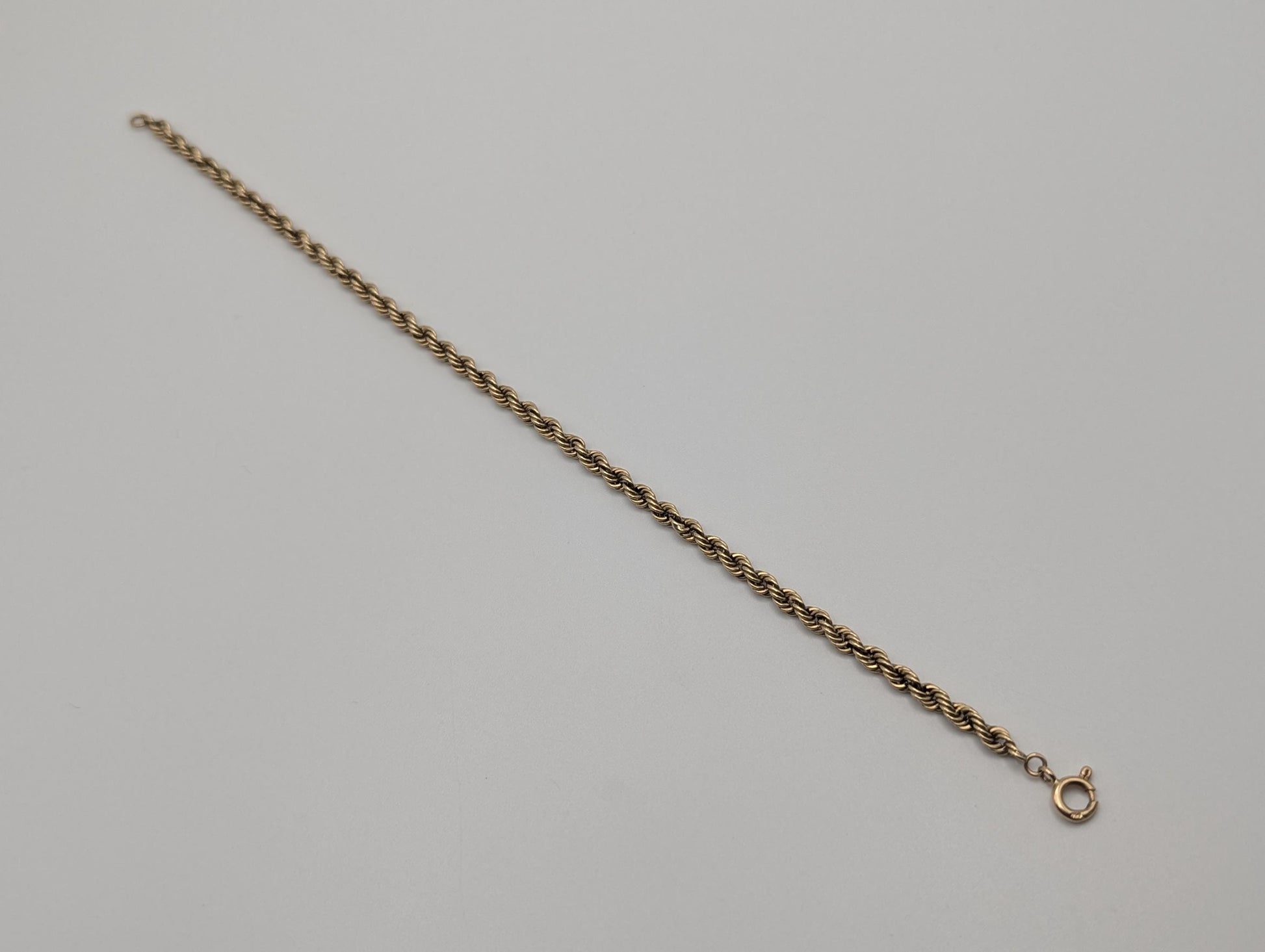 Italy 14k Yellow Gold 3.2 mm Twisted Rope 7.5" Bracelet Chain Classic Gold Rope Chain