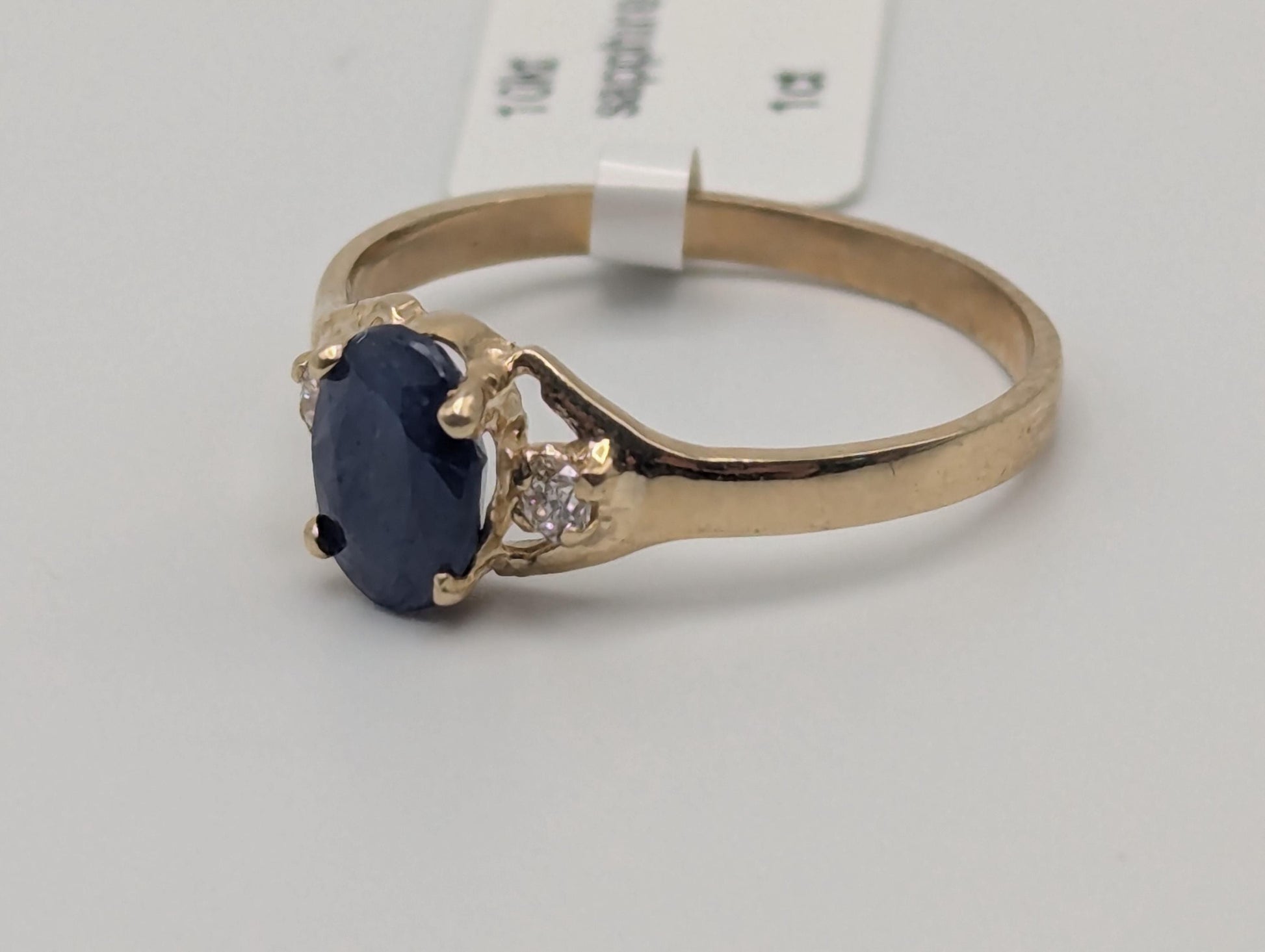 Appraised 10k Yellow Gold Oval 1ct Sapphire Diamond Promise Ring