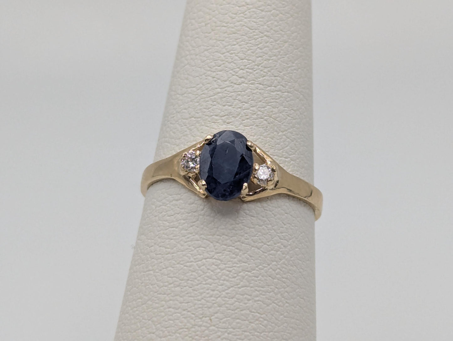 Appraised 10k Yellow Gold Oval 1ct Sapphire Diamond Promise Ring