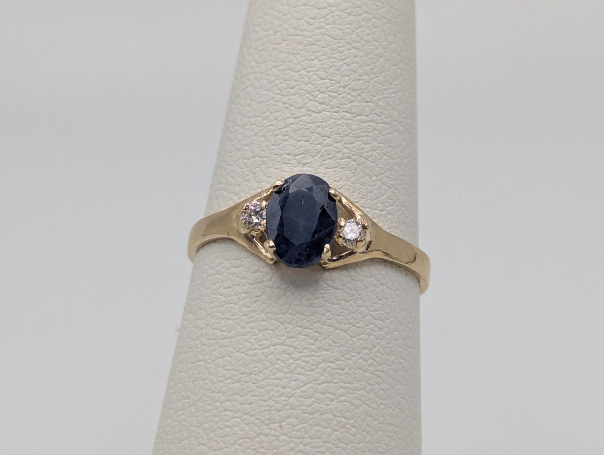 Appraised 10k Yellow Gold Oval 1ct Sapphire Diamond Promise Ring