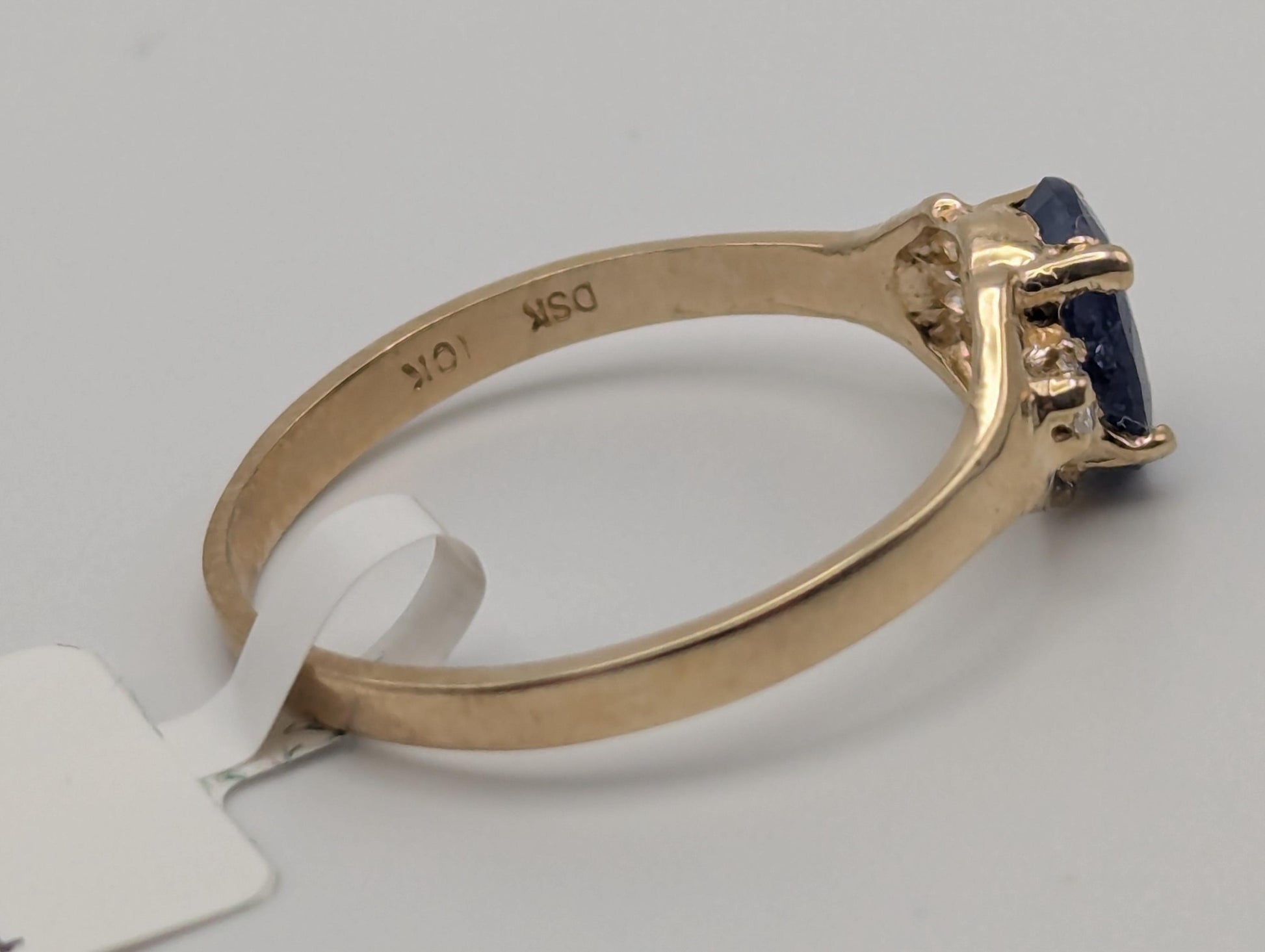 Appraised 10k Yellow Gold Oval 1ct Sapphire Diamond Promise Ring