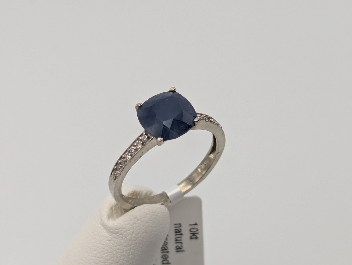 Appraised 10k White Gold Solitare 2.5ct Blue Sapphire Diamond Promise Ring