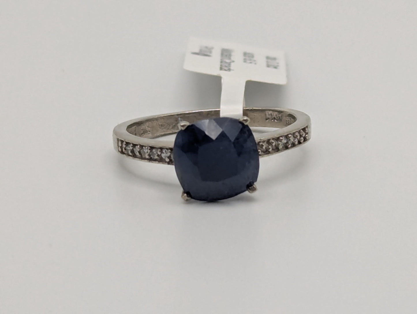 Appraised 10k White Gold Solitare 2.5ct Blue Sapphire Diamond Promise Ring