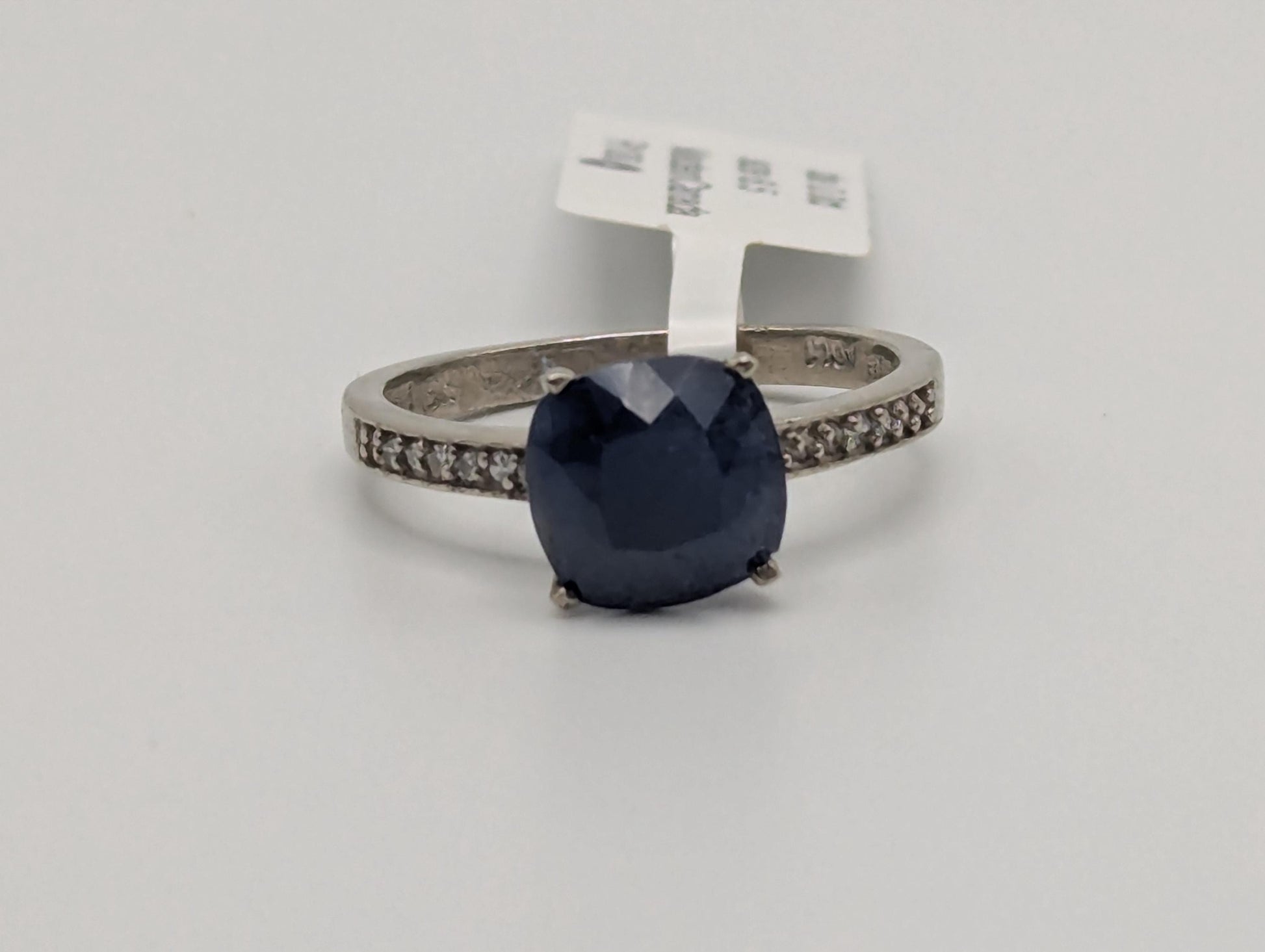 Appraised 10k White Gold Solitare 2.5ct Blue Sapphire Diamond Promise Ring