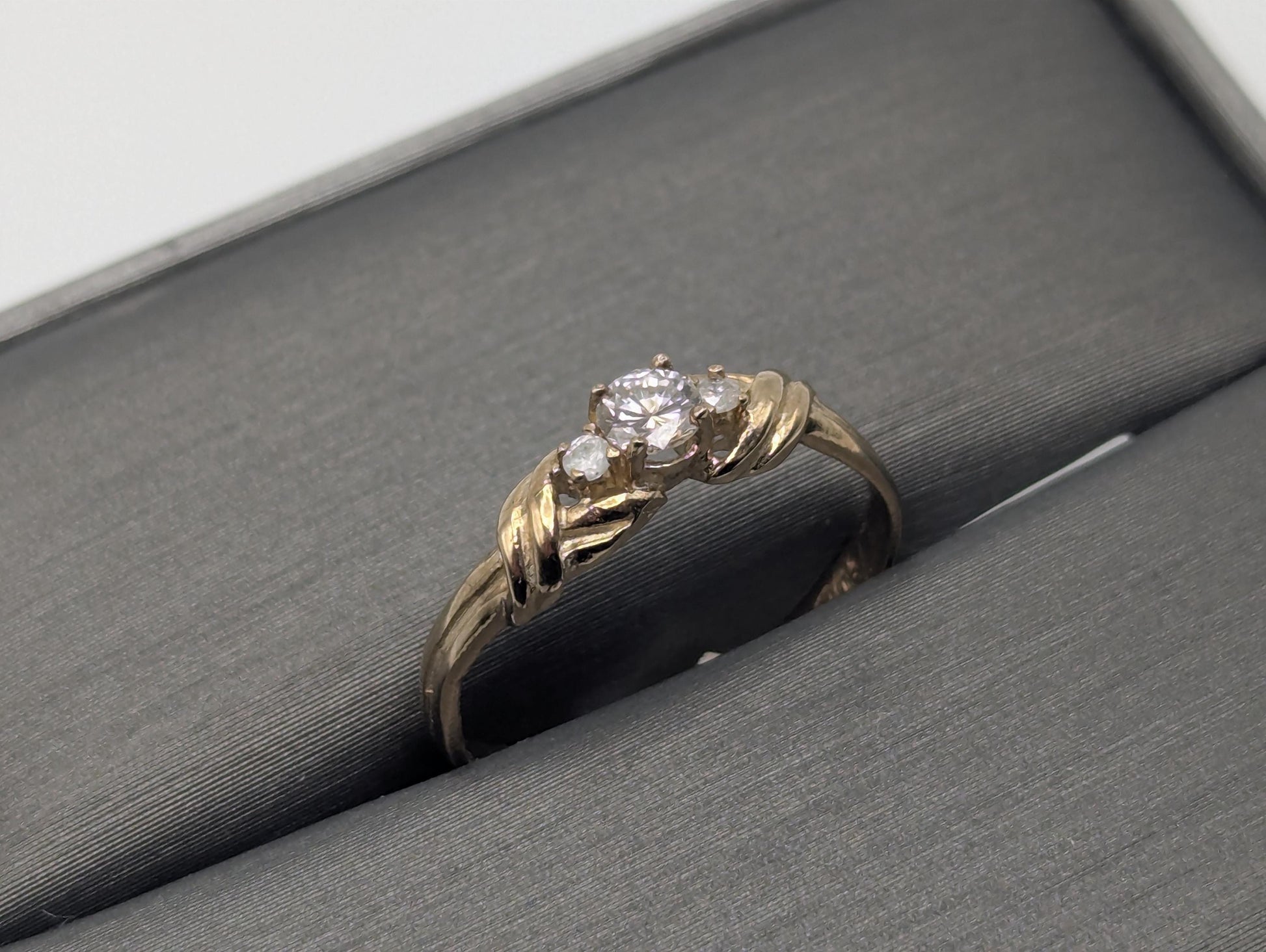 Appraised 10k Yellow Gold Triple Diamond Wedding Engagement Ring. Promise Band