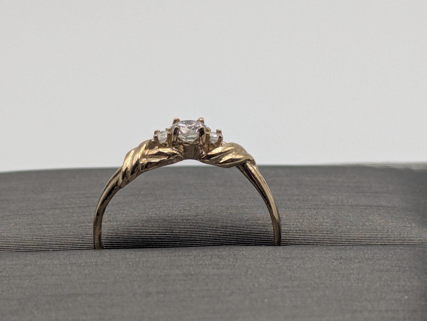 Appraised 10k Yellow Gold Triple Diamond Wedding Engagement Ring. Promise Band