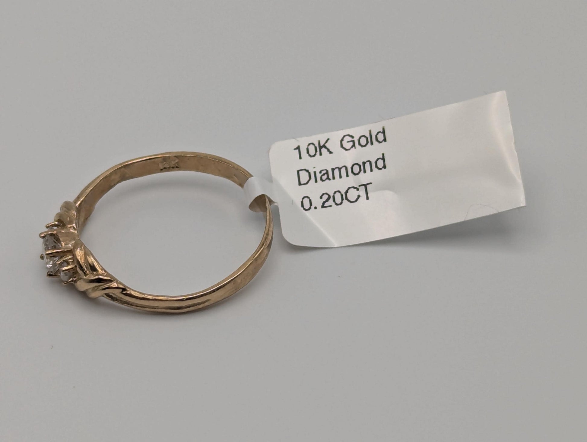 Appraised 10k Yellow Gold Triple Diamond Wedding Engagement Ring. Promise Band