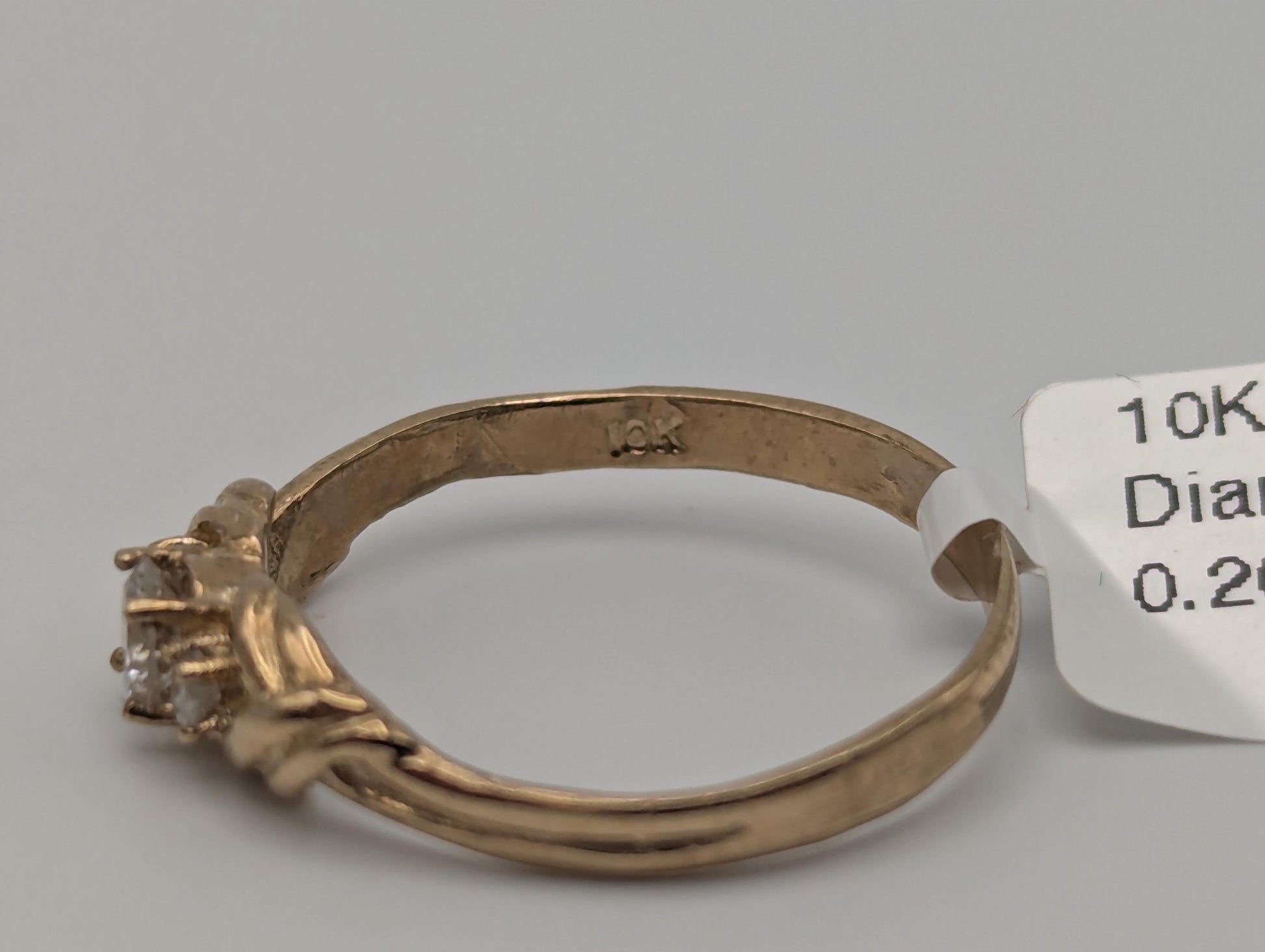 Appraised 10k Yellow Gold Triple Diamond Wedding Engagement Ring. Promise Band