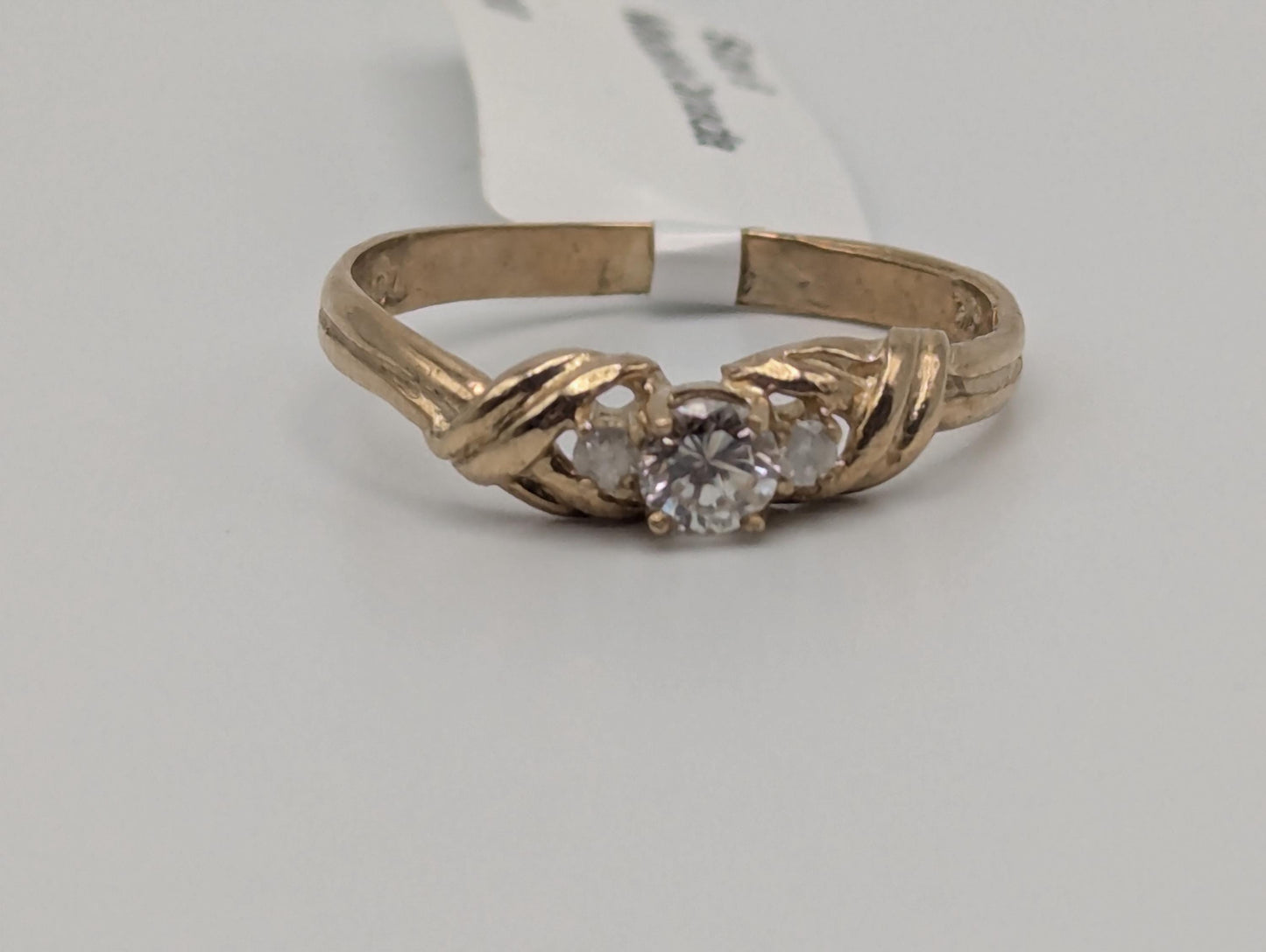 Appraised 10k Yellow Gold Triple Diamond Wedding Engagement Ring. Promise Band