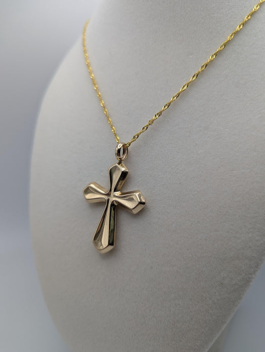 14k Yellow Gold Large Cross Pendant Necklace + Compliment GF 18k chain