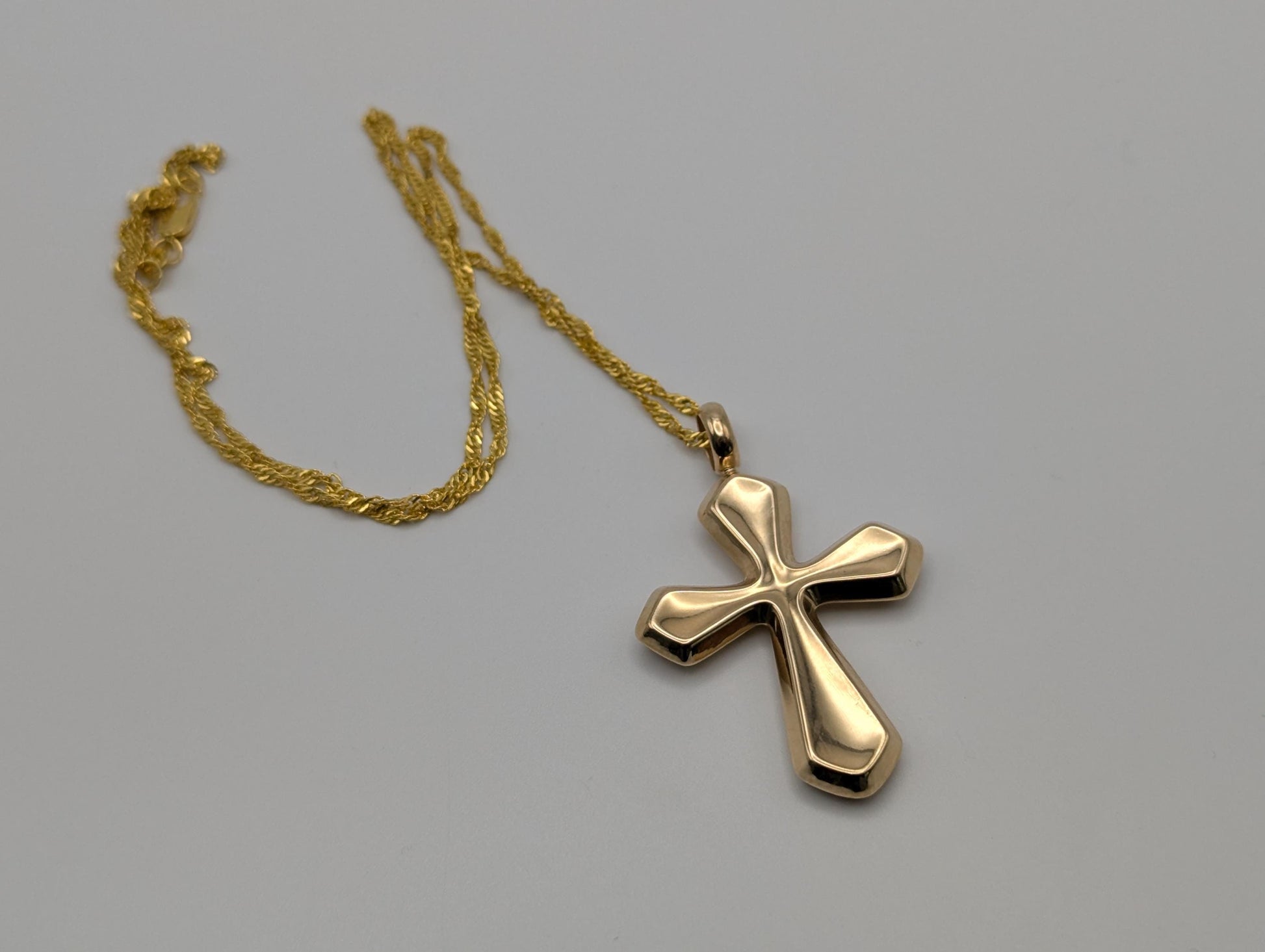 14k Yellow Gold Large Cross Pendant Necklace + Compliment GF 18k chain