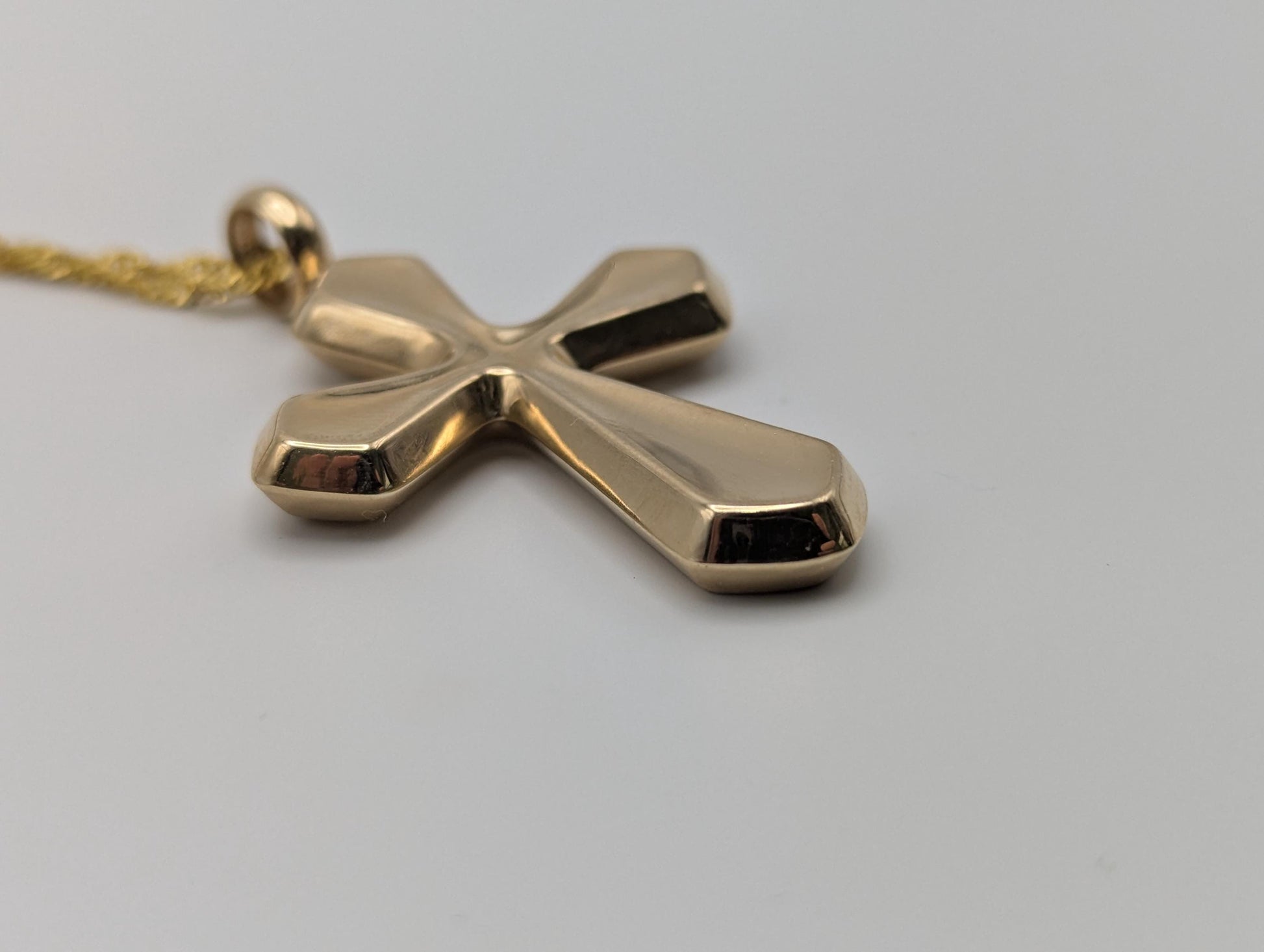 14k Yellow Gold Large Cross Pendant Necklace + Compliment GF 18k chain