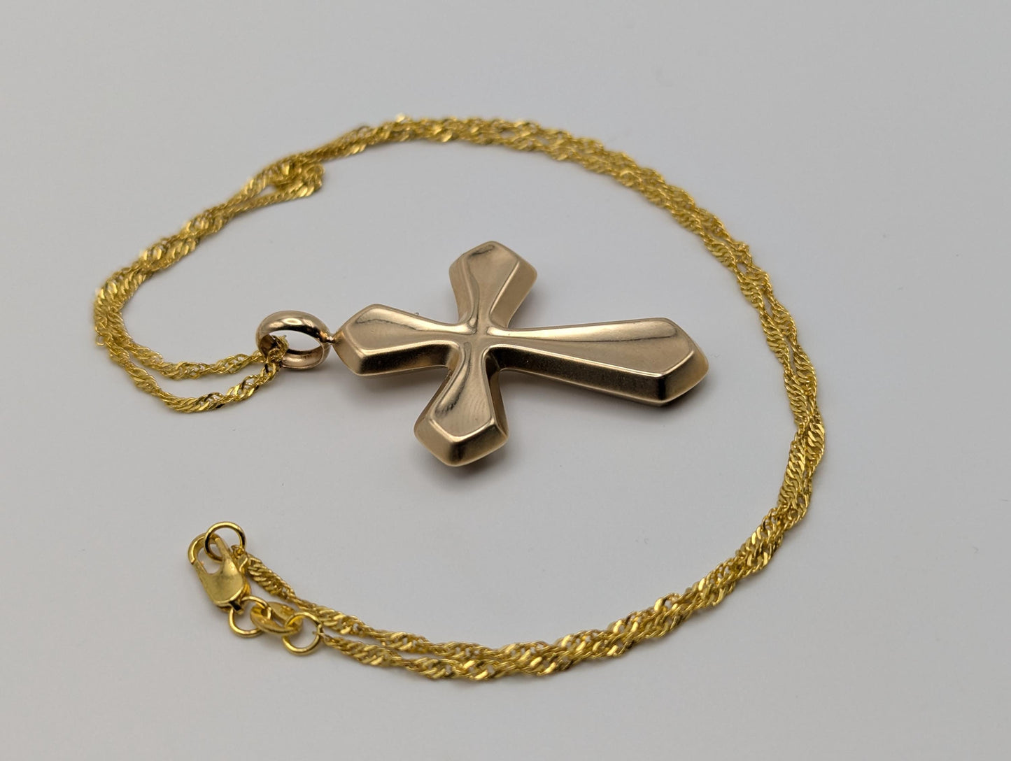 14k Yellow Gold Large Cross Pendant Necklace + Compliment GF 18k chain