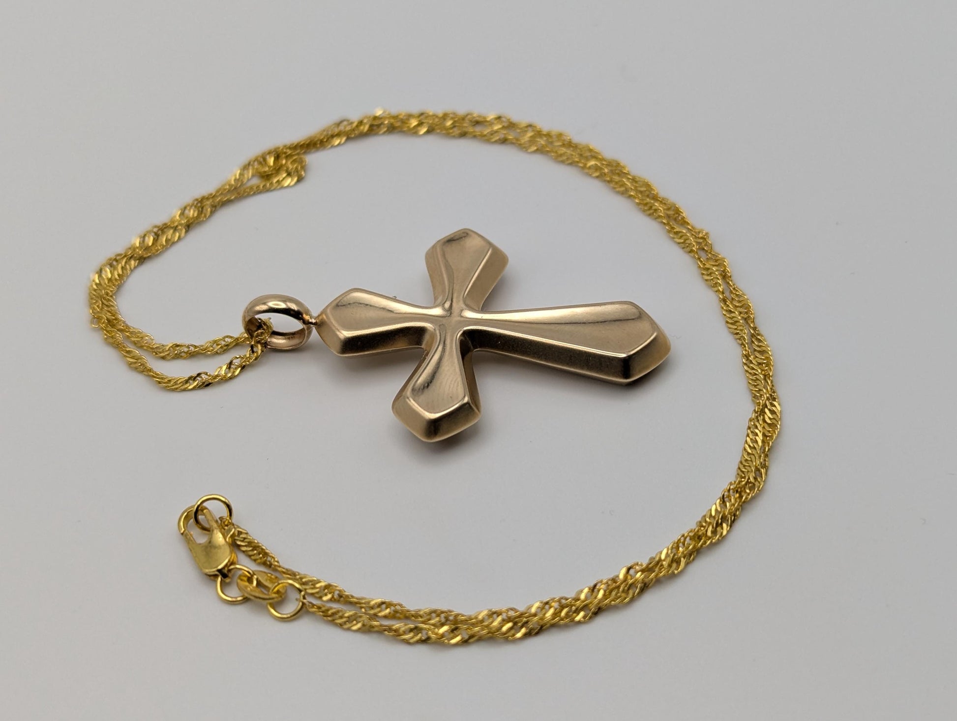 14k Yellow Gold Large Cross Pendant Necklace + Compliment GF 18k chain