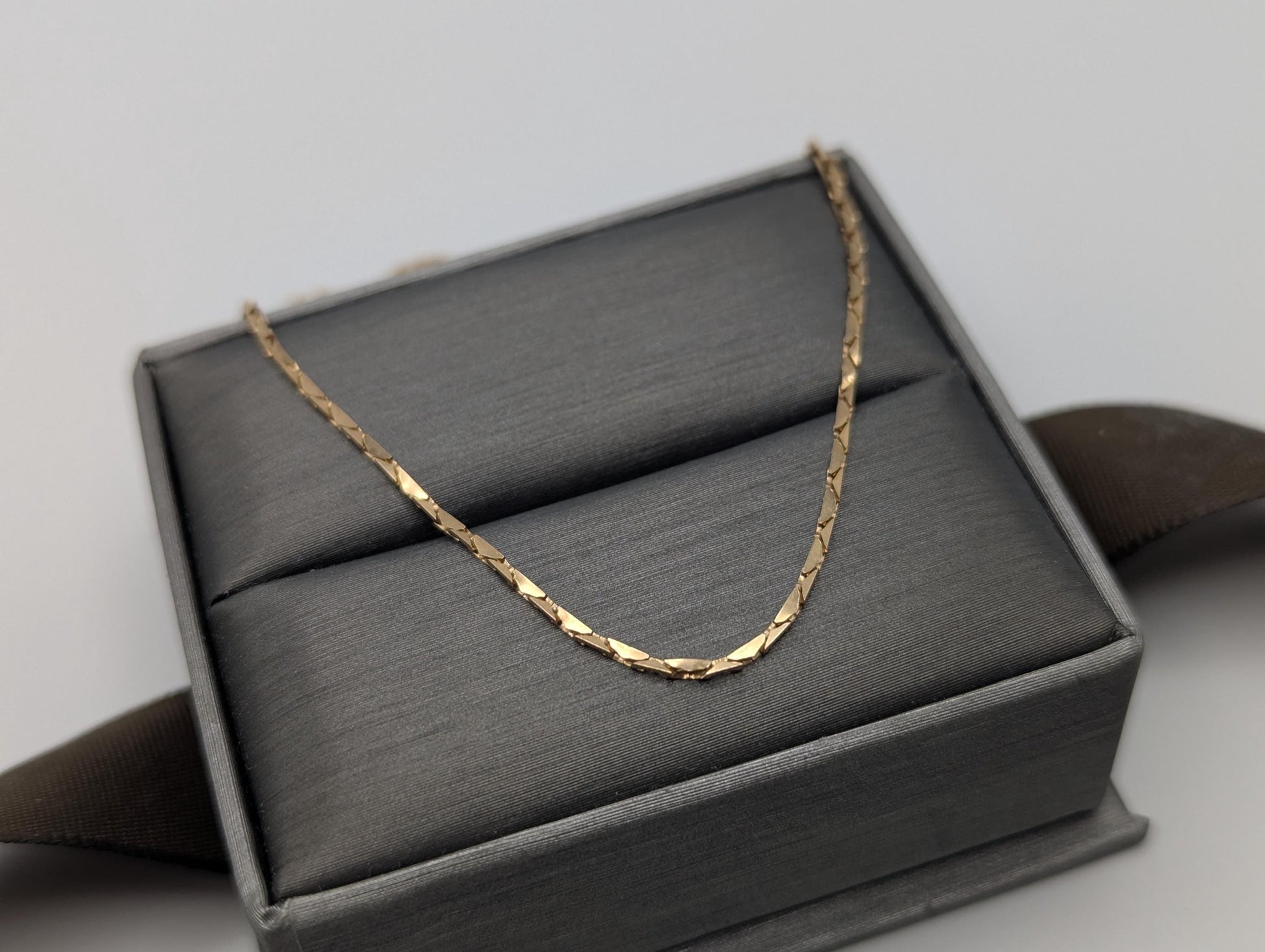 14k Yellow Solid Gold ITALY Triangle Link Chain Necklace Speciality Link Chain 24"