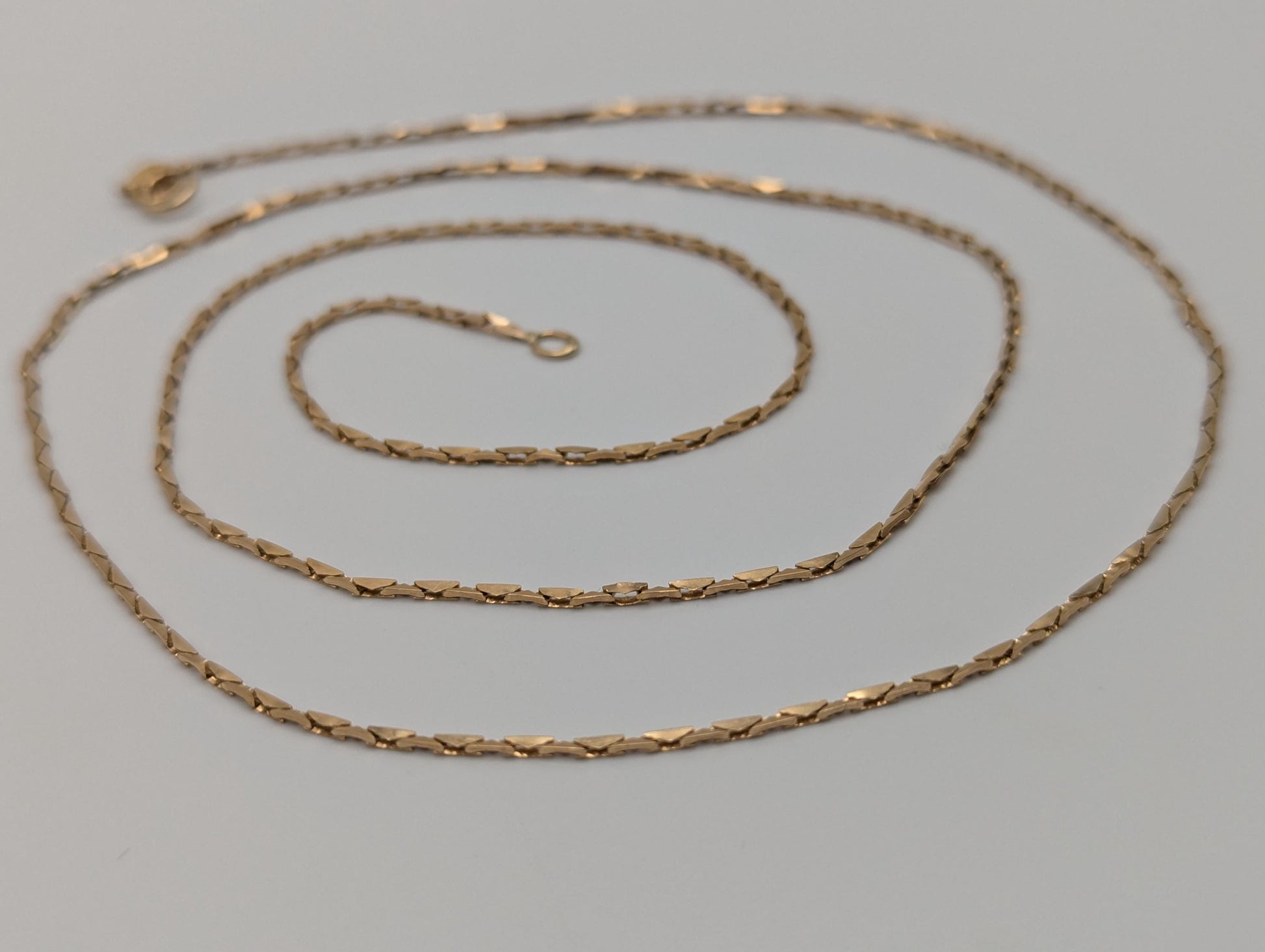 14k Yellow Solid Gold ITALY Triangle Link Chain Necklace Speciality Link Chain 24"